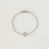 Silver Blossom Heart Tennis Bracelet