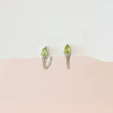 Snake Peridot Huggie Hoop Earrings