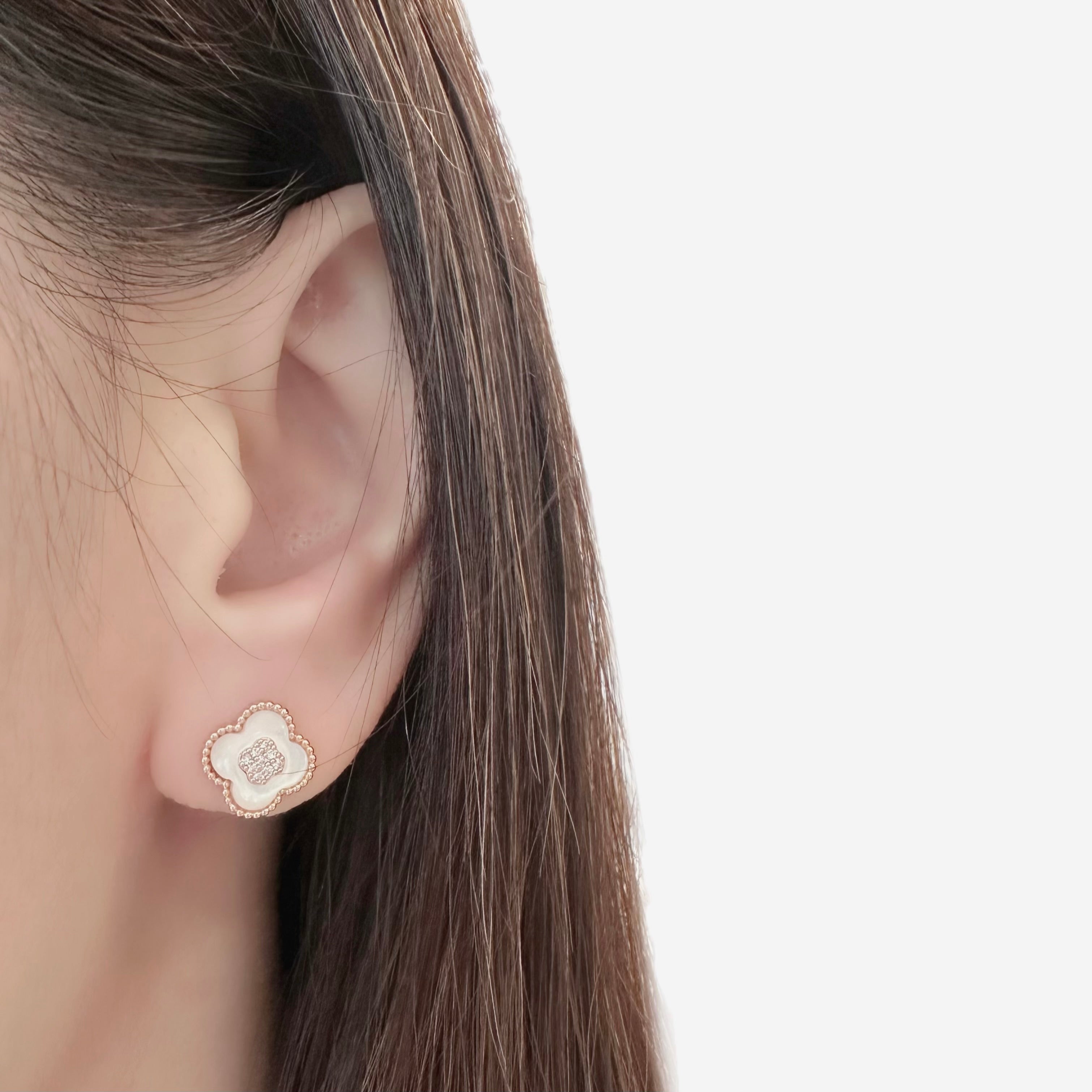 Rose Gold Lumière Clover Earrings