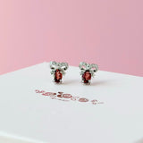 Joyful Bow Garnet Earrings