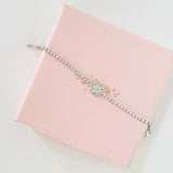 Silver Blossom Heart Tennis Bracelet