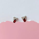 Joyful Bow Garnet Earrings