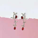 Joyful Butterfly Garnet Earrings