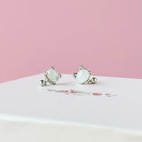 Lucky Cat White Moonstone Earrings