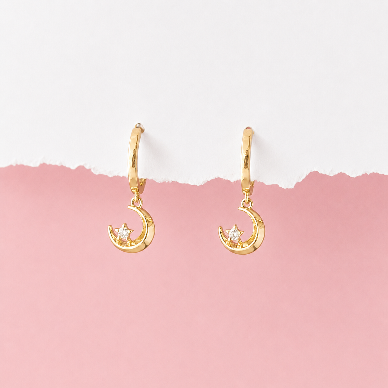 Crescent Moon Huggie Hoop Earrings