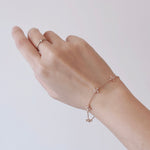 Clover Bloom Bracelet in silver / ROSE GOLD with crystal clover charms on fine chain