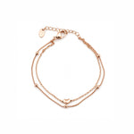 Whisper Heart Bracelet in silver, double-layer chain with heart charm