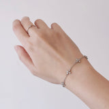 Clover Bloom Bracelet in silver / ROSE GOLD with crystal clover charms on fine chain