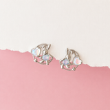 Silver Bunny on the Moon Earrings