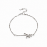 Silver Dear Love Ribbon Bracelet with pavé cubic zirconia bow design, 925 sterling silver rhodium plated, by Aurelia Atelier, IU, perfect crown, kdrama earrings, chanel earrings, ruban, 蝴蝶结耳环，镶嵌密钉立方氧化锆，925纯银镀铑, 