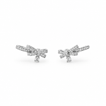 Silver Dear Love Ribbon Earrings with pavé cubic zirconia bow design, 925 sterling silver rhodium plated, by Aurelia Atelier, IU, perfect crown, kdrama earrings, chanel earrings, ruban, 蝴蝶结耳环，镶嵌密钉立方氧化锆，925纯银镀铑, 