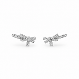 Silver Dear Love Ribbon Earrings with pavé cubic zirconia bow design, 925 sterling silver rhodium plated, by Aurelia Atelier, IU, perfect crown, kdrama earrings, chanel earrings, ruban, 蝴蝶结耳环，镶嵌密钉立方氧化锆，925纯银镀铑, 