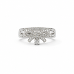 Silver Dear Love Ribbon Ring with pavé cubic zirconia bow design, 925 sterling silver rhodium plated, by Aurelia Atelier, IU, perfect crown, kdrama earrings, chanel earrings, ruban, 蝴蝶结耳环，镶嵌密钉立方氧化锆，925纯银镀铑, 