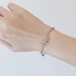 Silver Dear Love Ribbon Bracelet with pavé cubic zirconia bow design, 925 sterling silver rhodium plated, by Aurelia Atelier, IU, perfect crown, kdrama earrings, chanel earrings, ruban, 蝴蝶结耳环，镶嵌密钉立方氧化锆，925纯银镀铑, 