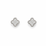 Pair of black gemstone stud earrings on a white background