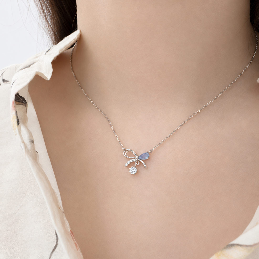 Silver Sweetest Ribbon Necklace