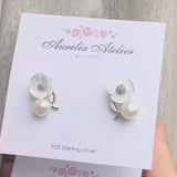 Silver Floréa Pearl Earrings