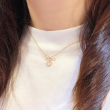 Rose Gold Made in Korea Necklace Korean Rantai Leher Cubic Zirconia Bride Bridal Dinner Rhodium Plated Accessory Fashion Fancy Stylish Jewellery Online Malaysia Shopping Trendy Accessories Daily Wear Jewelry Dainty Minimalist Delicate Special Perfect Gift From Heart For Your Loved One